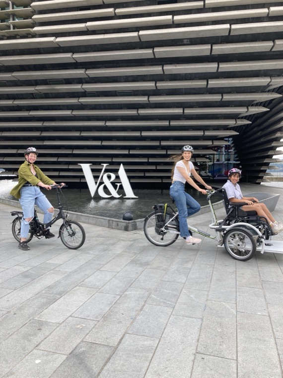 A member of The Circle Mobility with a hired mobility scooter